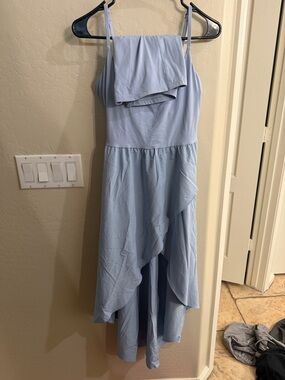 HALARA Light Blue Asymmetric Spaghetti Strap Dress